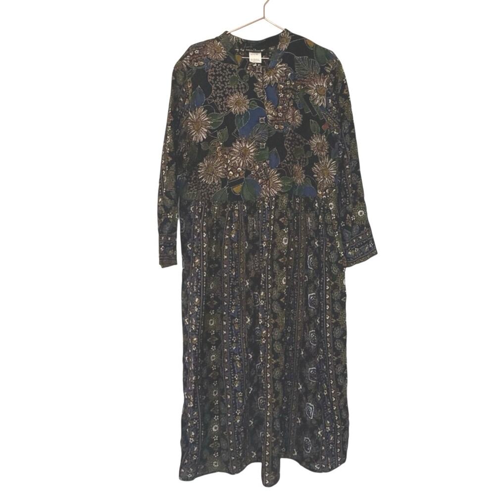 Carole Little Black Floral & Paisley Midi Dress
